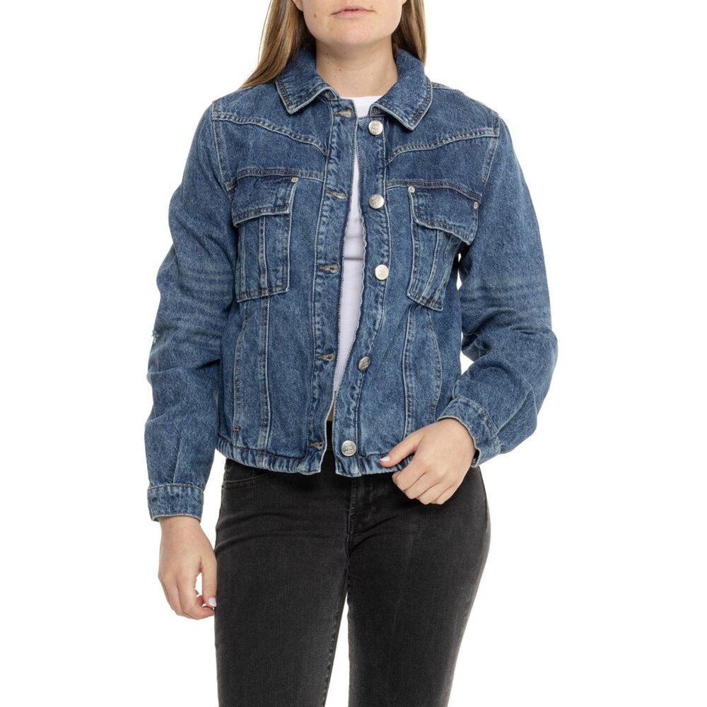 NWT Free People We The Free Women's Jade Denim Jacket in High Dive Size M